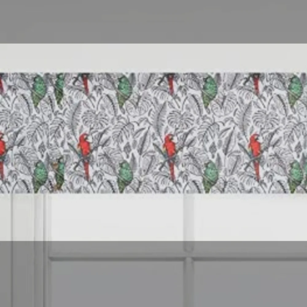 Parrot Print Pocket Top Adjustable Straight Curtain Valance 56 x 18 Inches
